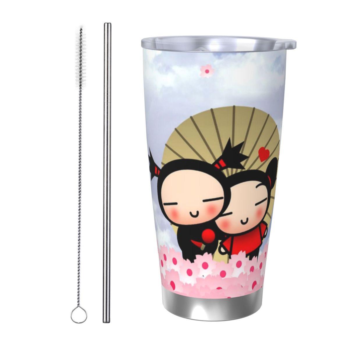 Flask Stainless Steel - かわいい漫画プッカ 20オンス ステンレス製 保温保冷コーヒーカーカップ 冷温両用マグ 真空断熱ボトル