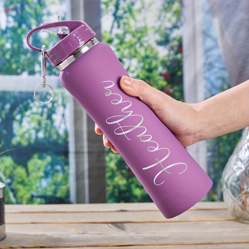 Flask Stainless Steel - パーソナライズされたカスタム名：ステンレス製ウォーターボトル、ポータブルスポーツウォーターボトル、旅行用アウトドアジム飲料ボトル。