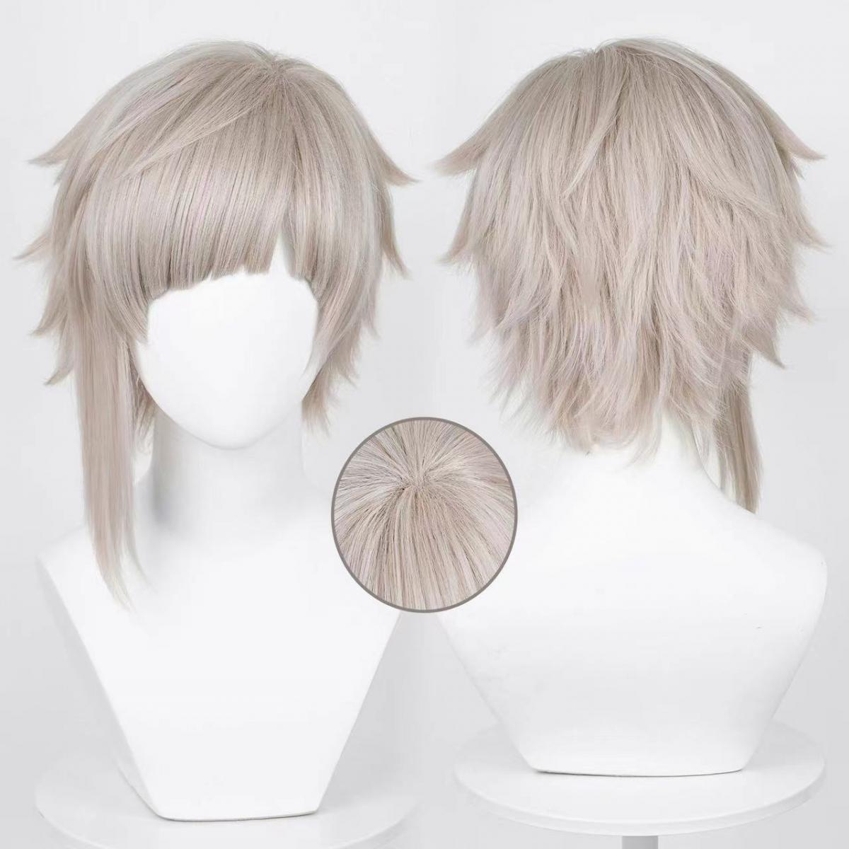 Men Accessories Silver - コミックメンズ中島敦コスプレウィッグマンシルバーショートヘア衣装ローズネット