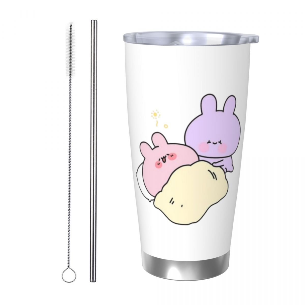 Flask Stainless Steel - Asamimichaan キュートアサミミ 20オンス ステンレス製 保温保冷コーヒーカーカップ コールドホットマグ