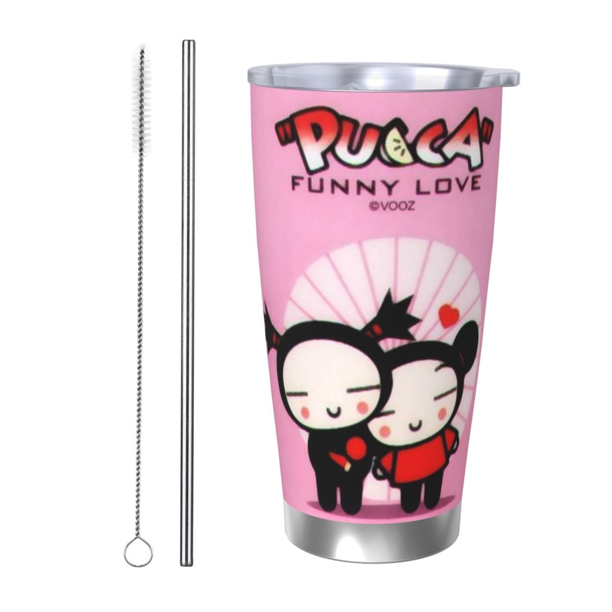 Flask Stainless Steel - かわいい漫画プッカ 20オンス ステンレス製 保温保冷コーヒーカーカップ 冷温両用マグ 真空断熱ボトル