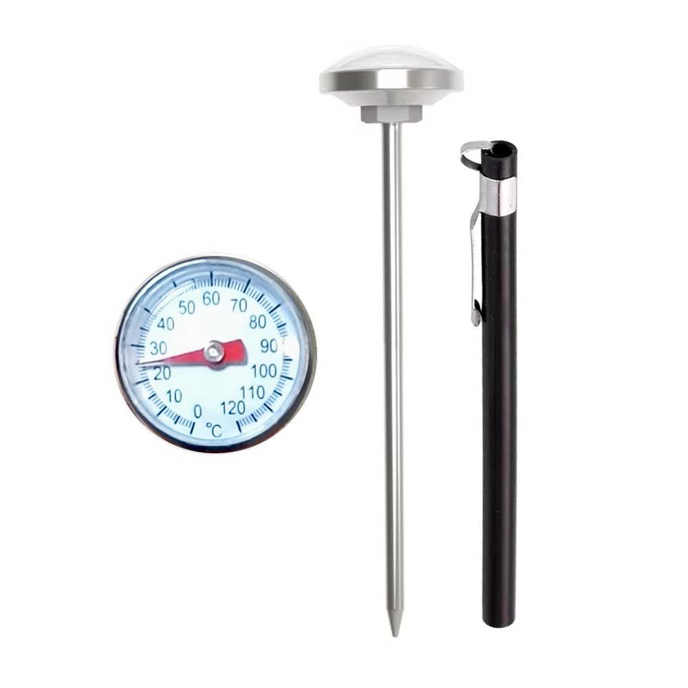 Flask Stainless Steel - 0°C~120°C ミルク哺乳瓶温度計 コーヒーブローチ125 mm長プローブ おんどゆうどう Pointer