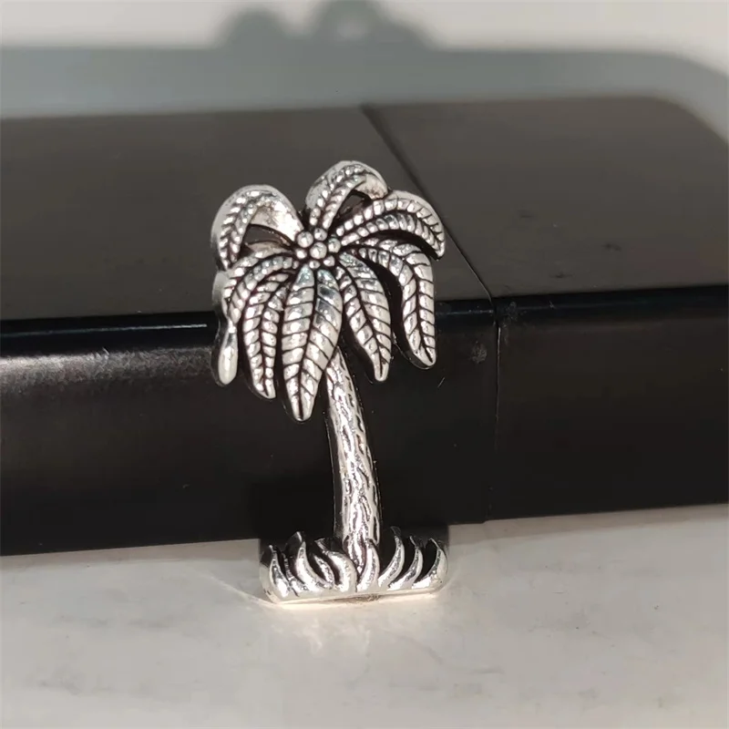 Men Accessories Silver - クリエイティブシルバーココナッツツリー DIY 合金バッジ ZP ゾロライター用手作り装飾アクセサリー喫煙ガジェット男性ギフト