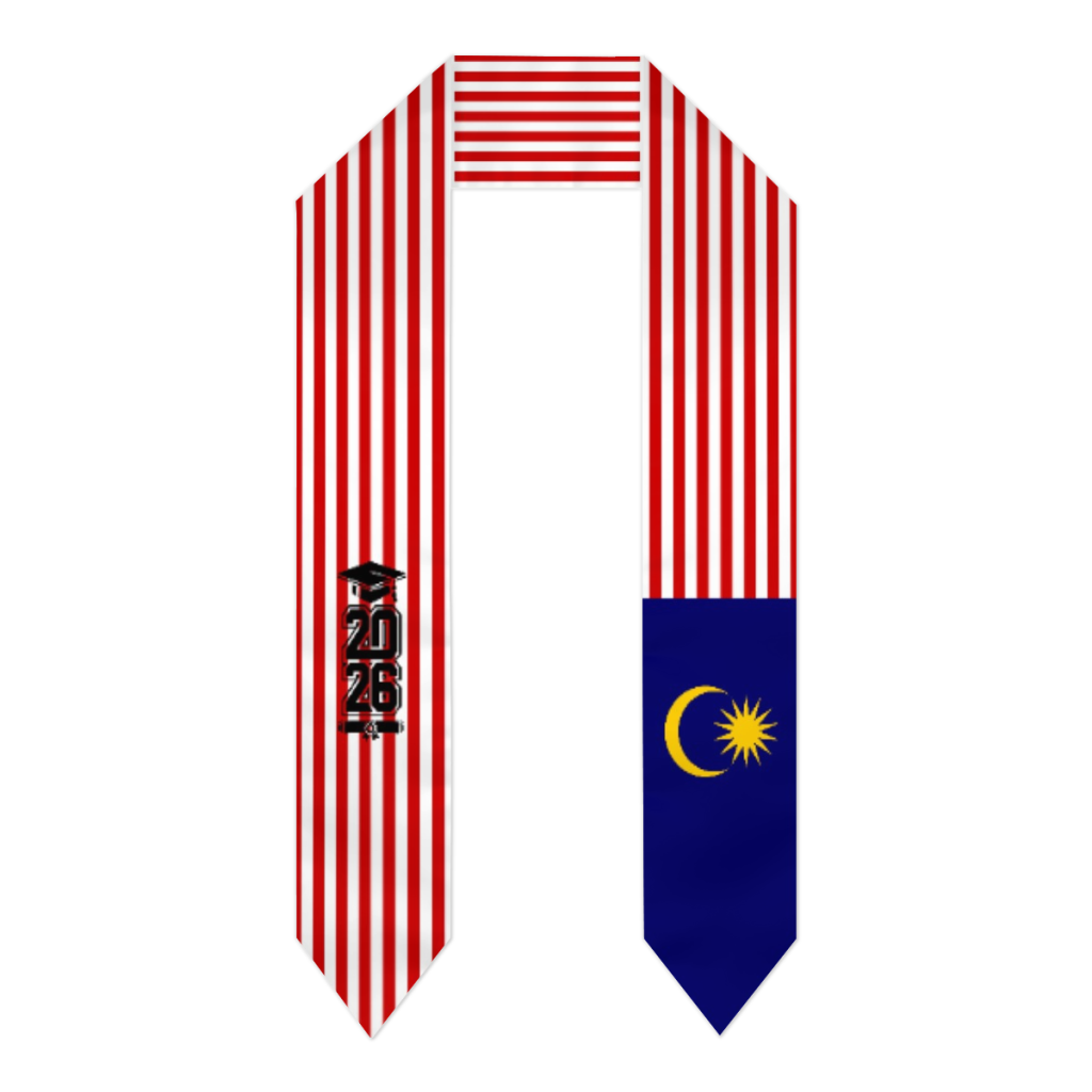 Men'S Accessories Malaysia - 2026年卒業生用マレーシア国旗スカーフ卒業サッシュストール留学大人男女兼用パーティーアクセサリートッププリント