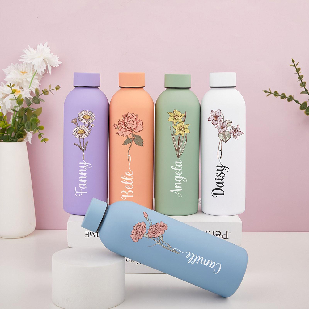 カスタマイズ可能な花柄ウォーターボトル、携帯用屋外スポーツ用 - Flask Stainless Steel のレビューと価格