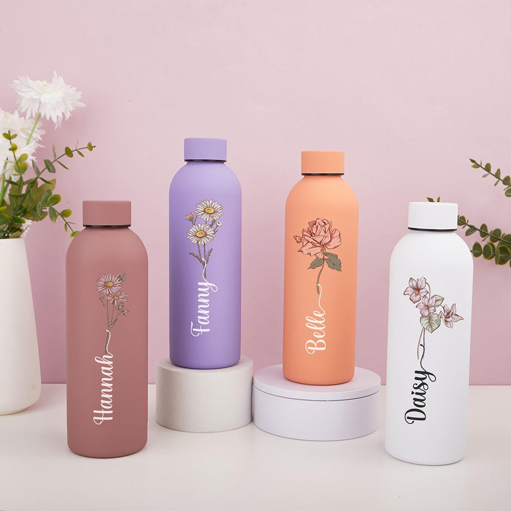 カスタマイズ可能な花柄ウォーターボトル、携帯用屋外スポーツ用 - Flask Stainless Steel のレビューと価格