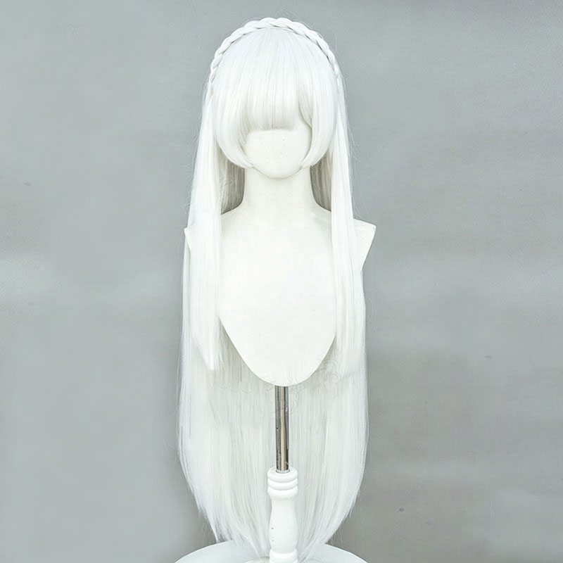 アニメ再:ゼロエミリアコスプレウィッグシルバーホワイトロング - Men Accessories Silver のレビューと価格