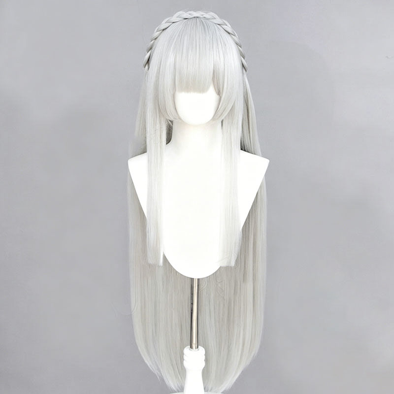 アニメ再:ゼロエミリアコスプレウィッグシルバーホワイトロング - Men Accessories Silver のレビューと価格