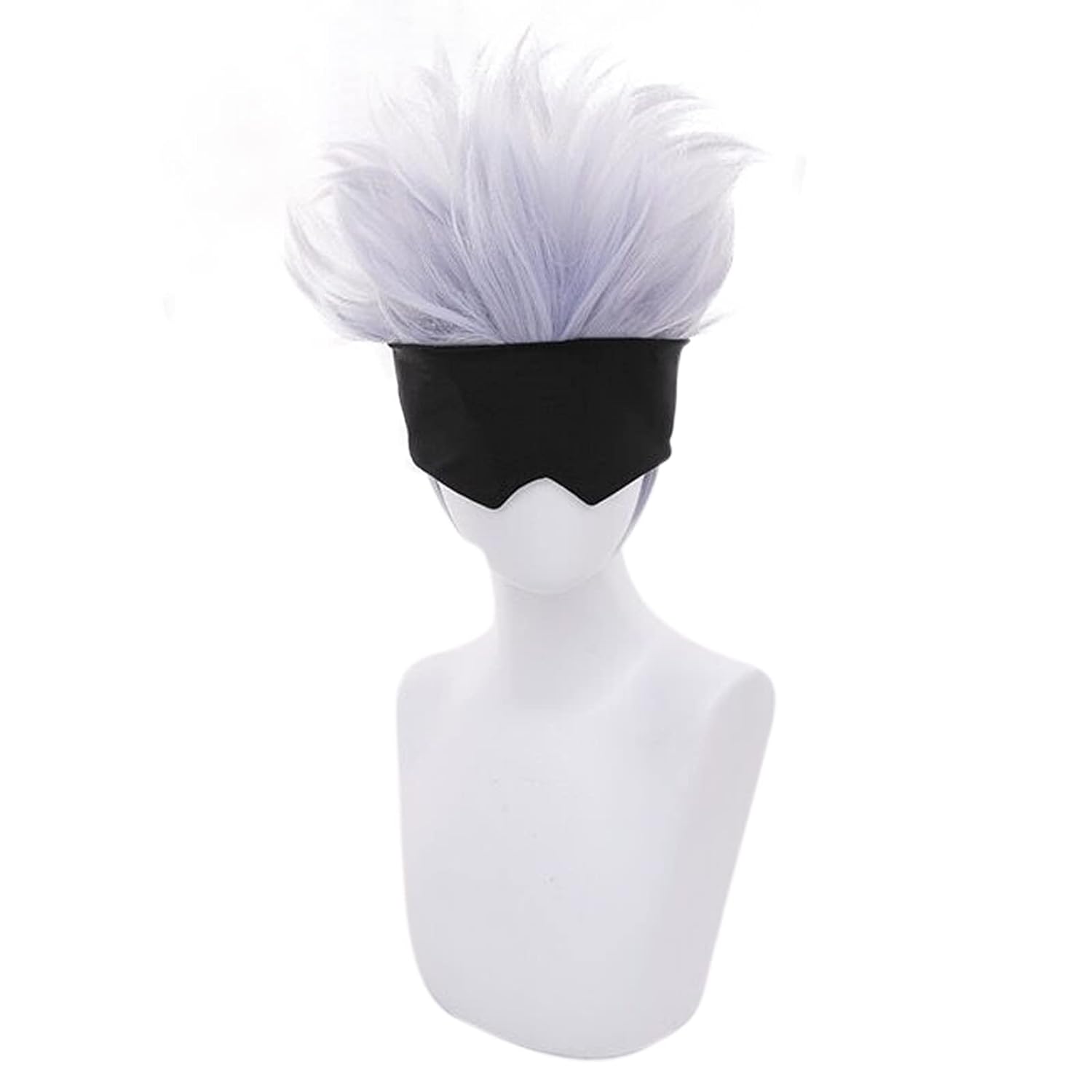 コスプレウィッグ,短い波状の髪,黒,目隠し,ライトパープル, - Men Accessories Silver のレビューと価格