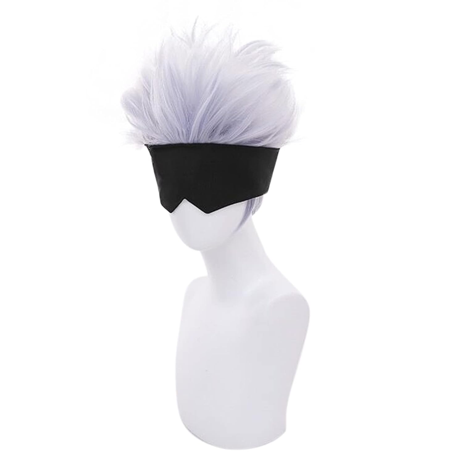 コスプレウィッグ,短い波状の髪,黒,目隠し,ライトパープル, - Men Accessories Silver のレビューと価格