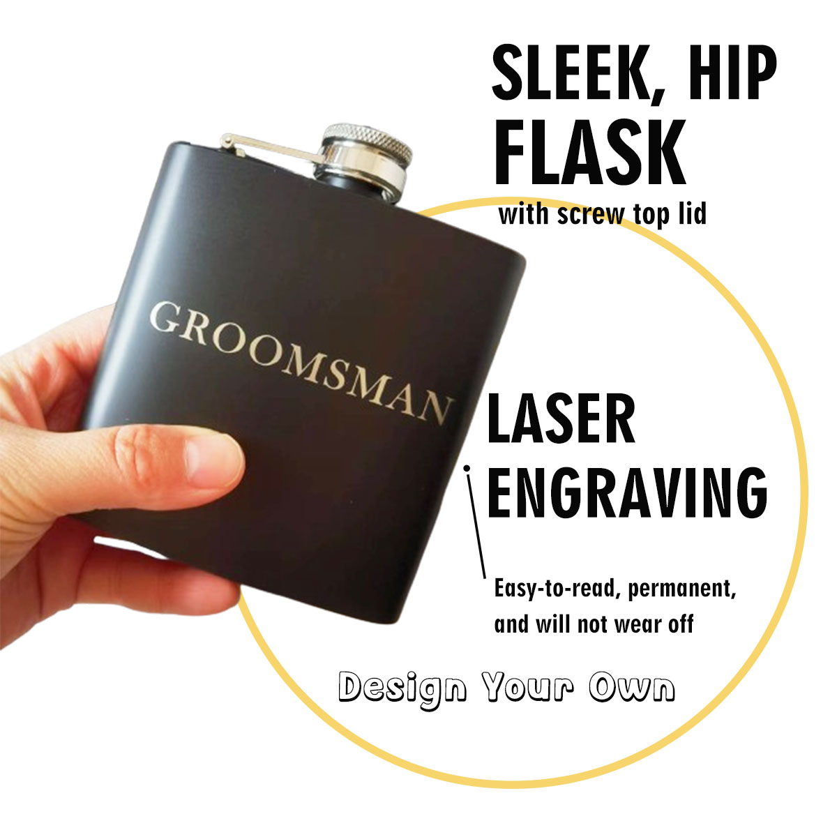 カスタム彫刻フラスコ男性用 7 オンスステンレス鋼ポケットフ - Flask Stainless Steel のレビューと価格